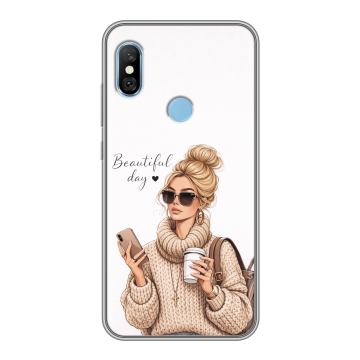 Пластиковый чехол на Xiaomi RedMi 6 Pro с принтом женский Пластиковый чехол на Xiaomi RedMi 6 Pro с принтом женский