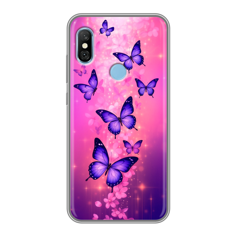 Пластиковый чехол на Xiaomi RedMi 6 Pro с принтом Бабочки Пластиковый чехол на Xiaomi RedMi 6 Pro с принтом Бабочки