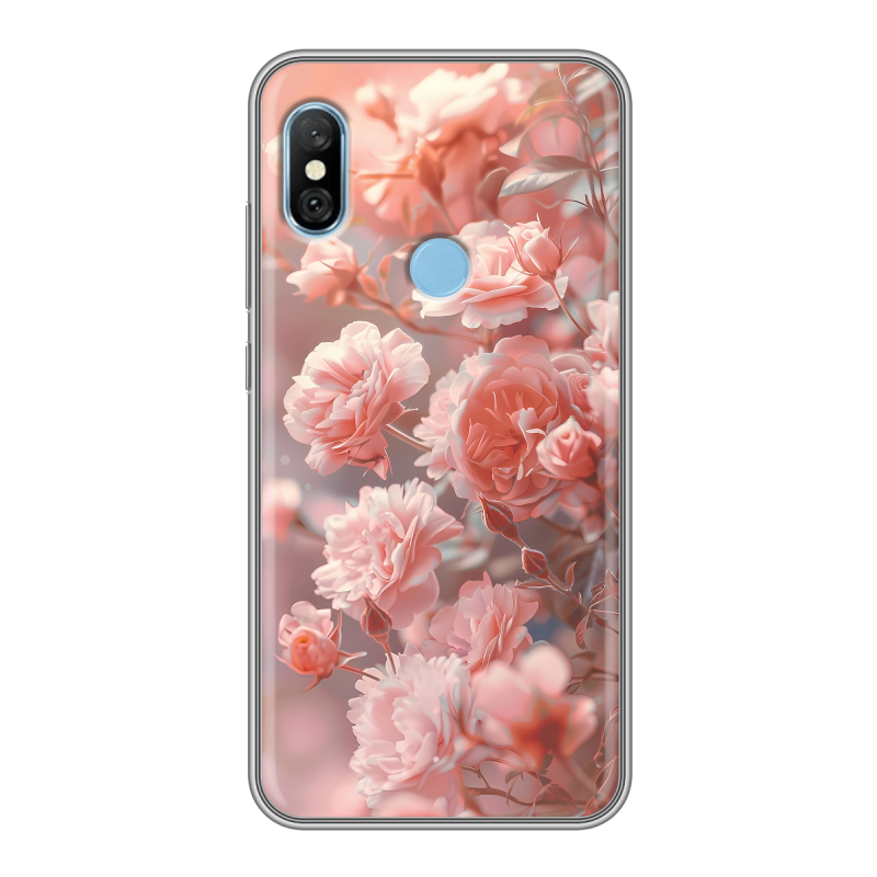 Пластиковый чехол на Xiaomi RedMi 6 Pro с принтом Розовые розы Пластиковый чехол на Xiaomi RedMi 6 Pro с принтом Розовые розы