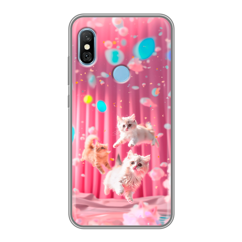 Пластиковый чехол на Xiaomi RedMi 6 Pro с принтом милые котики Пластиковый чехол на Xiaomi RedMi 6 Pro с принтом милые котики