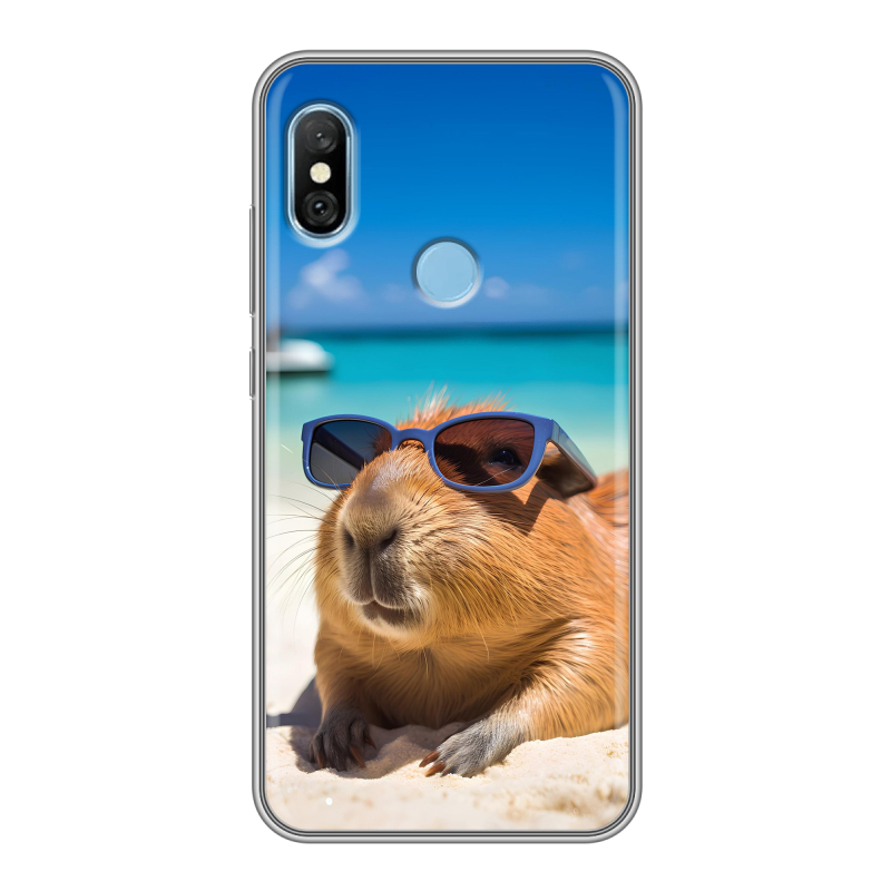 Пластиковый чехол на Xiaomi RedMi 6 Pro с принтом Капибара Пластиковый чехол на Xiaomi RedMi 6 Pro с принтом Капибара