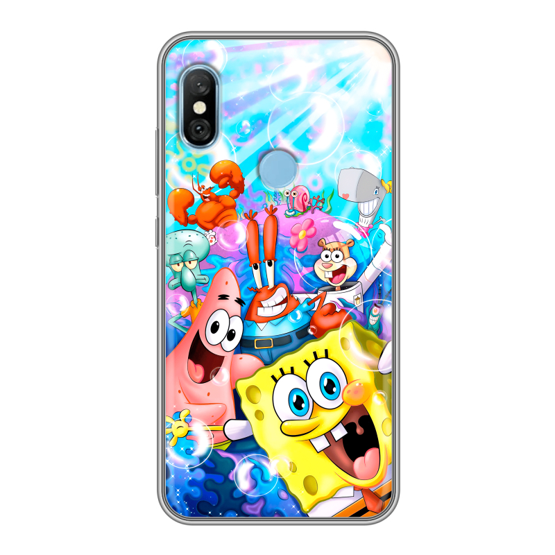 Пластиковый чехол на Xiaomi RedMi 6 Pro с принтом спанчбоб спанч боб Пластиковый чехол на Xiaomi RedMi 6 Pro с принтом спанчбоб спанч боб