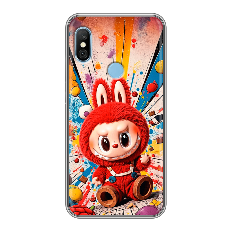 Пластиковый чехол на Xiaomi RedMi 6 Pro с принтом Labubu Лабубу Пластиковый чехол на Xiaomi RedMi 6 Pro с принтом Labubu Лабубу