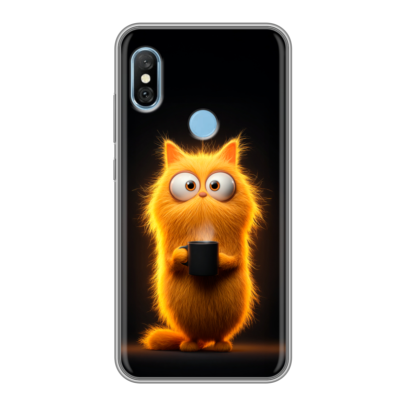 Пластиковый чехол на Xiaomi RedMi 6 Pro с принтом Смешной кот Пластиковый чехол на Xiaomi RedMi 6 Pro с принтом Смешной кот