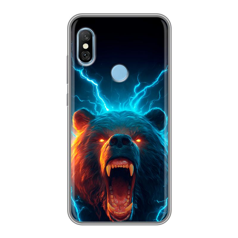 Пластиковый чехол на Xiaomi RedMi 6 Pro с принтом Медведь Пластиковый чехол на Xiaomi RedMi 6 Pro с принтом Медведь