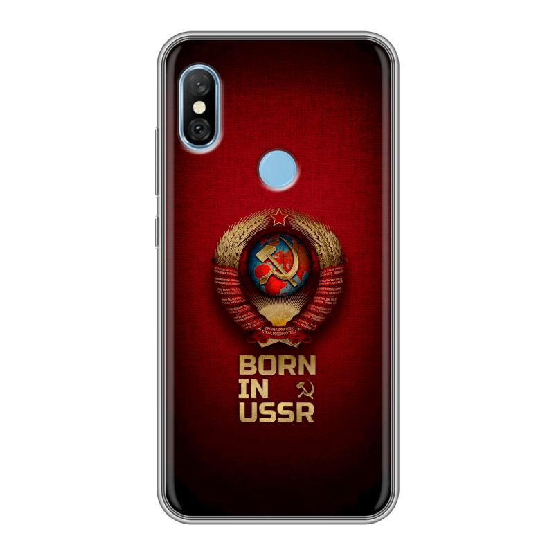Пластиковый чехол на Xiaomi RedMi 6 Pro с принтом Флаг Герб СССР Пластиковый чехол на Xiaomi RedMi 6 Pro с принтом Флаг Герб СССР