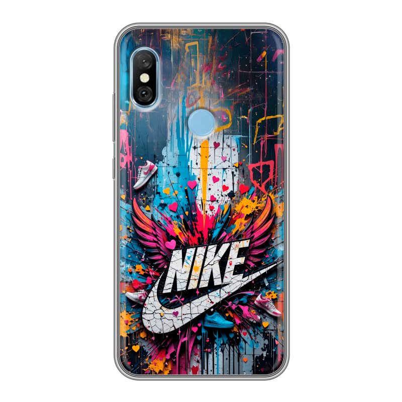 Пластиковый чехол на Xiaomi RedMi 6 Pro с принтом Nike Найк Пластиковый чехол на Xiaomi RedMi 6 Pro с принтом Nike Найк
