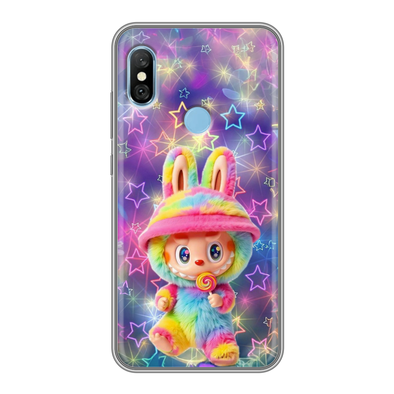 Пластиковый чехол на Xiaomi RedMi 6 Pro с принтом Labubu Лабубу Пластиковый чехол на Xiaomi RedMi 6 Pro с принтом Labubu Лабубу