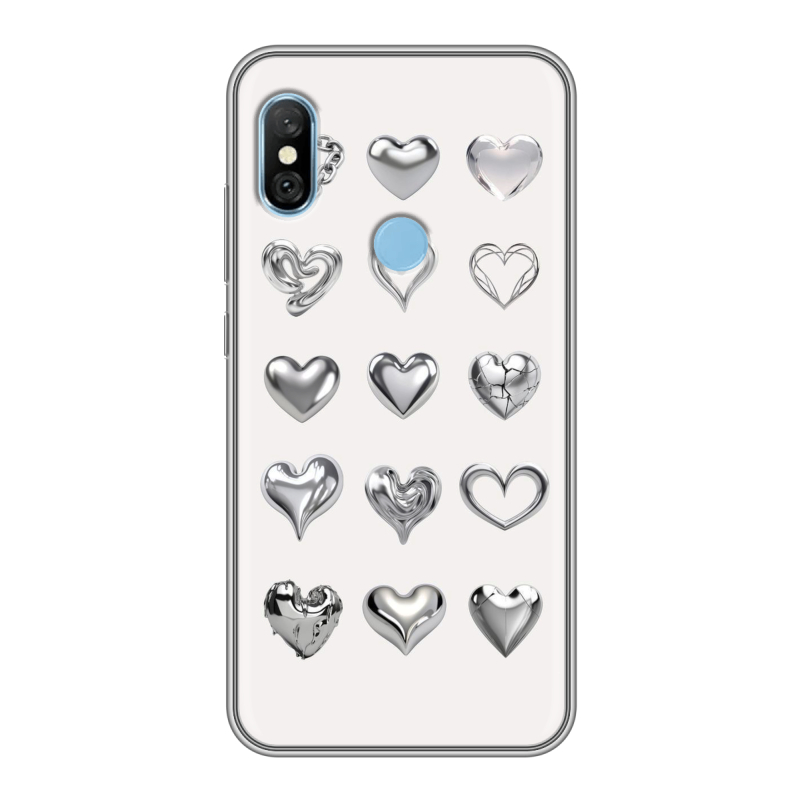 Пластиковый чехол на Xiaomi RedMi 6 Pro с принтом Y2K сердечки Пластиковый чехол на Xiaomi RedMi 6 Pro с принтом Y2K сердечки