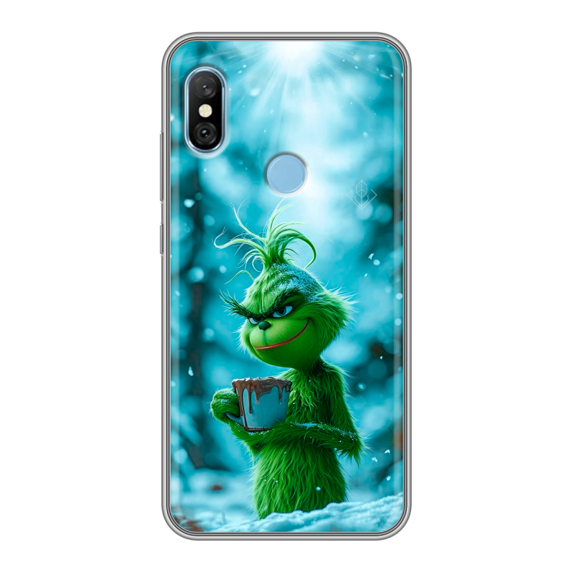 Пластиковый чехол на Xiaomi RedMi 6 Pro с принтом Новый год гринч Пластиковый чехол на Xiaomi RedMi 6 Pro с принтом Новый год гринч