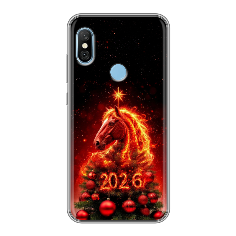 Пластиковый чехол на Xiaomi RedMi 6 Pro с принтом Новый год Пластиковый чехол на Xiaomi RedMi 6 Pro с принтом Новый год