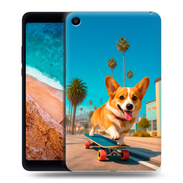 Силиконовый чехол на Xiaomi Mi Pad 4 с принтом Корги на скейте Силиконовый чехол на Xiaomi Mi Pad 4 с принтом Корги на скейте