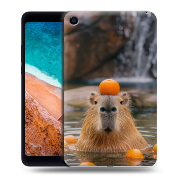 Силиконовый чехол на Xiaomi Mi Pad 4 с принтом Капибара с апельсином Силиконовый чехол на Xiaomi Mi Pad 4 с принтом Капибара с апельсином