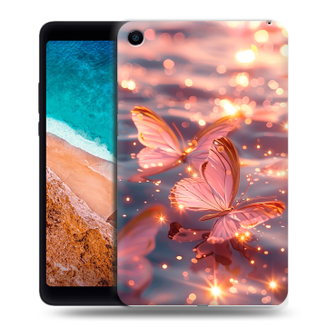 Силиконовый чехол на Xiaomi Mi Pad 4 с принтом бабочки розовые Силиконовый чехол на Xiaomi Mi Pad 4 с принтом бабочки розовые