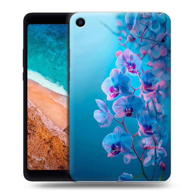 Силиконовый чехол на Xiaomi Mi Pad 4 с принтом голубые орхидеи Силиконовый чехол на Xiaomi Mi Pad 4 с принтом голубые орхидеи