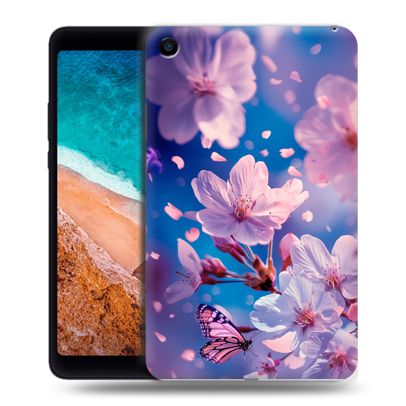 Силиконовый чехол на Xiaomi Mi Pad 4 с принтом цветы бабочки Силиконовый чехол на Xiaomi Mi Pad 4 с принтом цветы бабочки