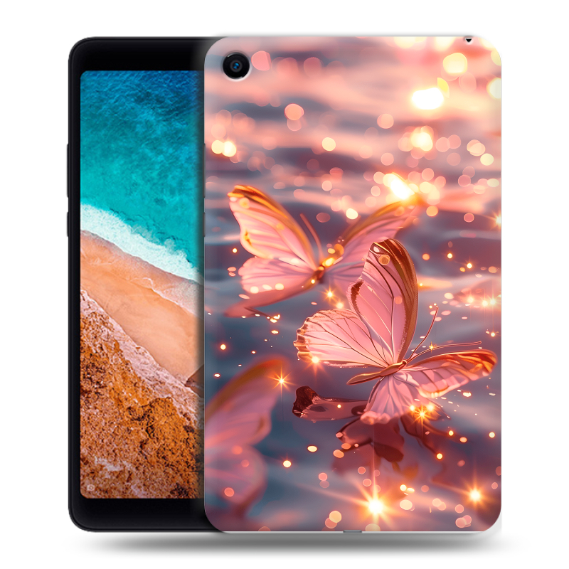 Силиконовый чехол на Xiaomi Mi Pad 4 с принтом бабочки розовые Силиконовый чехол на Xiaomi Mi Pad 4 с принтом бабочки розовые