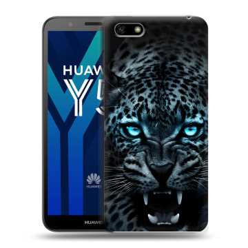Силиконовый чехол на Huawei Y5 Prime (2018) с принтом Темный леопард