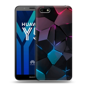 Силиконовый чехол на Huawei Y5 Prime (2018) с принтом Геометрия неона