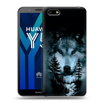 Силиконовый чехол на Huawei Y5 Prime (2018) с принтом Лесной волк