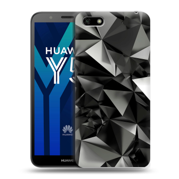 Силиконовый чехол на Huawei Y5 Prime (2018) с принтом Черные кристаллы