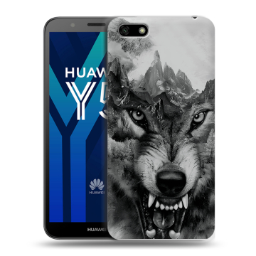 Силиконовый чехол на Huawei Y5 Prime (2018) с принтом Волк