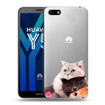 Силиконовый чехол на Huawei Y5 Prime (2018) с принтом Кошки