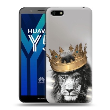 Силиконовый чехол на Huawei Y5 Prime (2018) с принтом Лев с короной
