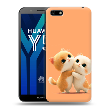 Силиконовый чехол на Huawei Y5 Prime (2018) с принтом Милые котики