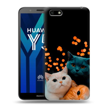 Силиконовый чехол на Huawei Y5 Prime (2018) с принтом Кошки