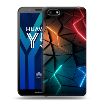 Силиконовый чехол на Huawei Y5 Prime (2018) с принтом Абстракция неон