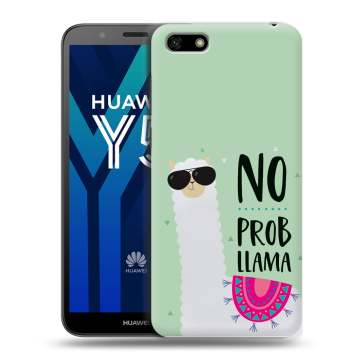 Силиконовый чехол на Huawei Y5 Prime (2018) с принтом Лама