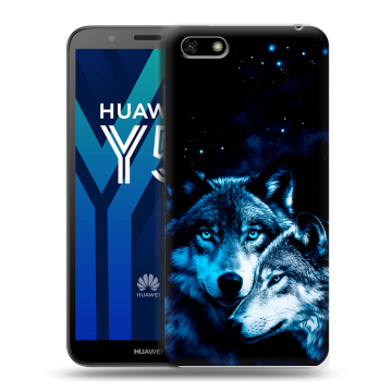 Силиконовый чехол на Huawei Y5 Prime (2018) с принтом Волки