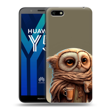 Силиконовый чехол на Huawei Y5 Prime (2018) с принтом Сова