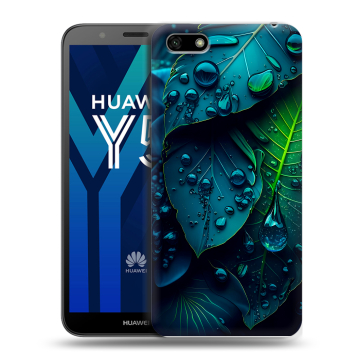 Силиконовый чехол на Huawei Y5 Prime (2018) с принтом Листья