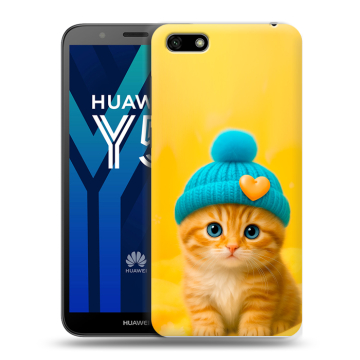 Силиконовый чехол на Huawei Y5 Prime (2018) с принтом Котенок в шапке