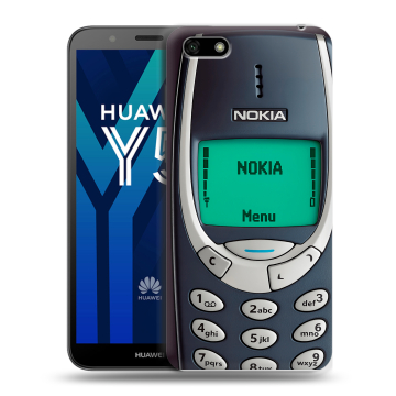 Силиконовый чехол на Huawei Y5 Prime (2018) с принтом Старый телефон Силиконовый чехол на Huawei Y5 Prime (2018) с принтом Старый телефон