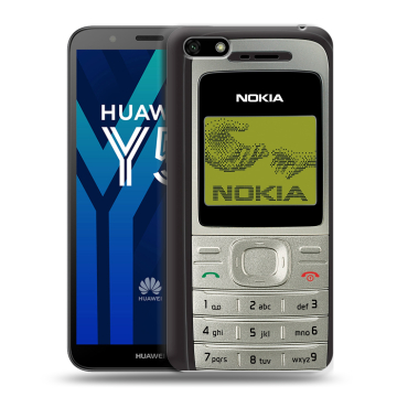 Силиконовый чехол на Huawei Y5 Prime (2018) с принтом Ретро Нокия Силиконовый чехол на Huawei Y5 Prime (2018) с принтом Ретро Нокия