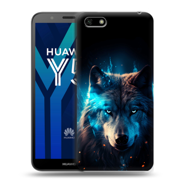 Силиконовый чехол на Huawei Y5 Prime (2018) с принтом Волк ночной Силиконовый чехол на Huawei Y5 Prime (2018) с принтом Волк ночной