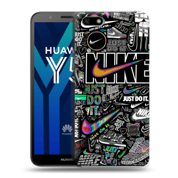 Силиконовый чехол на Huawei Y5 Prime (2018) с принтом Найк Силиконовый чехол на Huawei Y5 Prime (2018) с принтом Найк