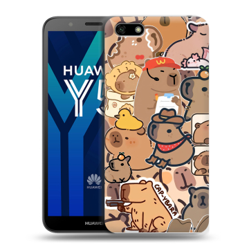 Силиконовый чехол на Huawei Y5 Prime (2018) с принтом капибара