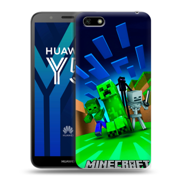 Силиконовый чехол на Huawei Y5 Prime (2018) с принтом Майнкрафт Силиконовый чехол на Huawei Y5 Prime (2018) с принтом Майнкрафт