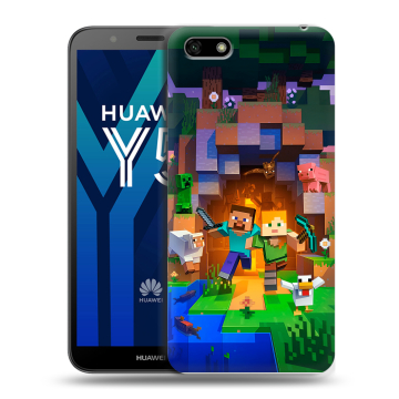 Силиконовый чехол на Huawei Y5 Prime (2018) с принтом Майнкрафт Minecraft Силиконовый чехол на Huawei Y5 Prime (2018) с принтом Майнкрафт Minecraft
