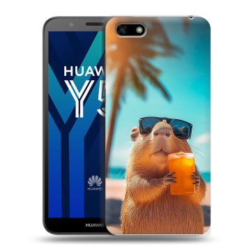 Силиконовый чехол на Huawei Y5 Prime (2018) с принтом Капибара Силиконовый чехол на Huawei Y5 Prime (2018) с принтом Капибара