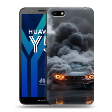 Силиконовый чехол на Huawei Y5 Prime (2018) с принтом BMW БМВ Силиконовый чехол на Huawei Y5 Prime (2018) с принтом BMW БМВ