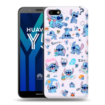 Силиконовый чехол на Huawei Y5 Prime (2018) с принтом Лило и Стич Силиконовый чехол на Huawei Y5 Prime (2018) с принтом Лило и Стич
