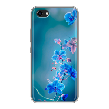 Пластиковый чехол на Vivo Y81 с принтом Голубые цветы