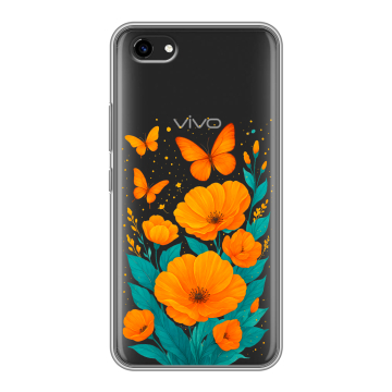 Пластиковый чехол на Vivo Y81 с принтом цветы бабочки Пластиковый чехол на Vivo Y81 с принтом цветы бабочки