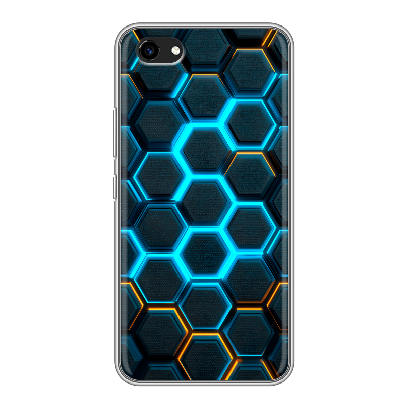 Пластиковый чехол на Vivo Y81 с принтом Неоновые соты Пластиковый чехол на Vivo Y81 с принтом Неоновые соты