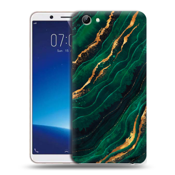 Силиконовый чехол на Vivo Y71 с принтом Мрамор зеленое золото Силиконовый чехол на Vivo Y71 с принтом Мрамор зеленое золото